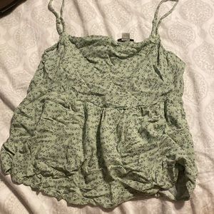 American Eagle Green Floral Crop Top size S